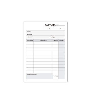 Talonario liderpapel facturas 8º original y 2 copias t301 sin iva